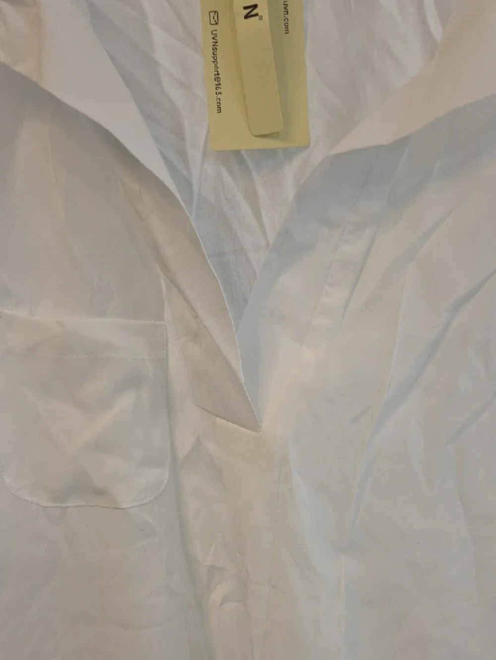 White Button-Down Tunic Dress with Pocket - Picture 6 of 6